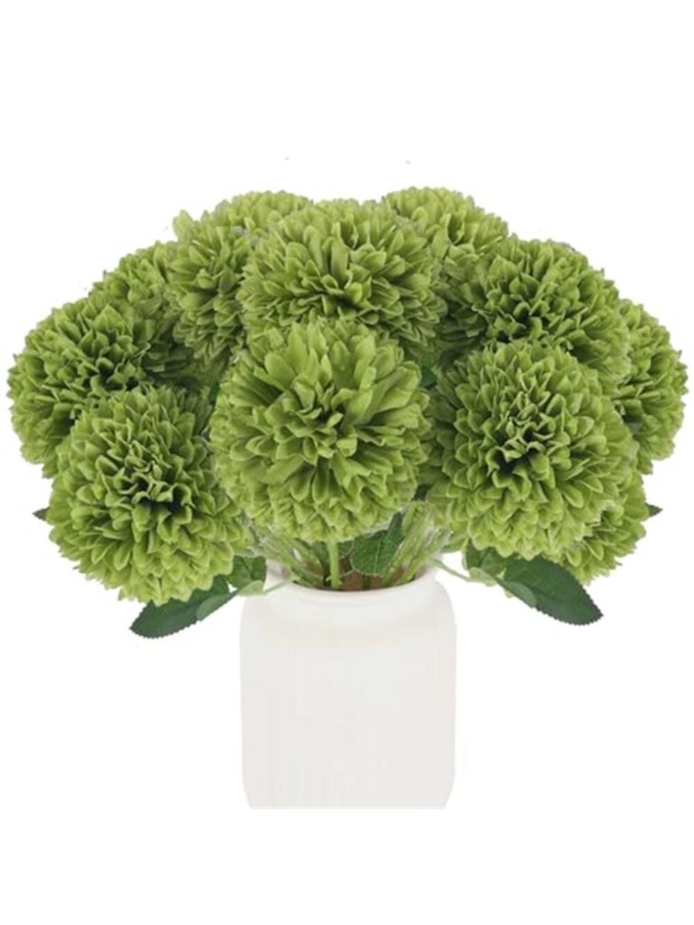 Green Artificial Chrysanthemum Silk Flowers 12 Pcs Faux Mums Table Centerpiece